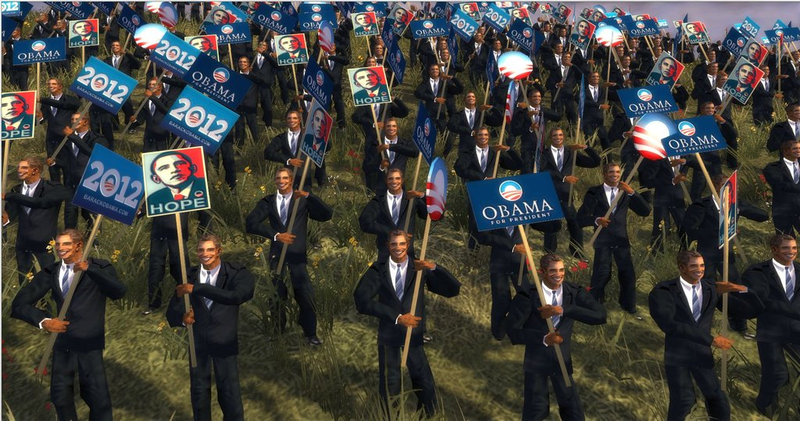 Illustration for article titled Hundreds of Obamas and Romneys Go To War In This Ridiculous-Looking Mod